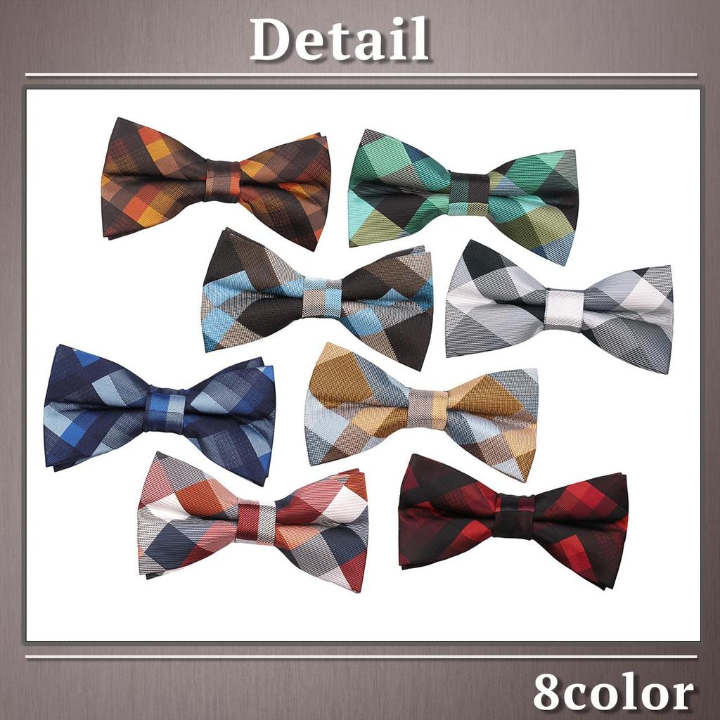 [One Limitation] Bow Tie, Check Pattern, FormalCasual, Wedding, Party, Stylish, Men's NK032 (Gray)