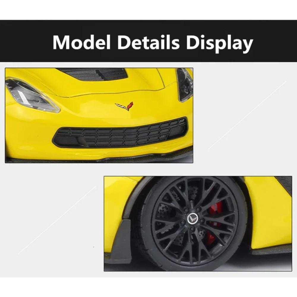 WELLY 1/24 Chevrolet Corvette Z06 2017 Alloy Sports Car Model Diecast Racing Car Model Simulation Collection Childrens Toys Gift