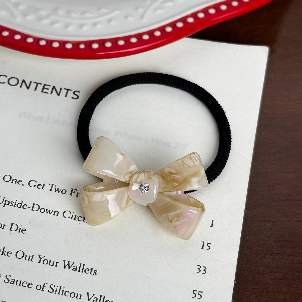 Korean New Cute 4.5cm Stereoscopic Bow Hair Tie Hair Clip For Sweet Girls Rhinestones Acetate Hair Rope Duckbill Clip