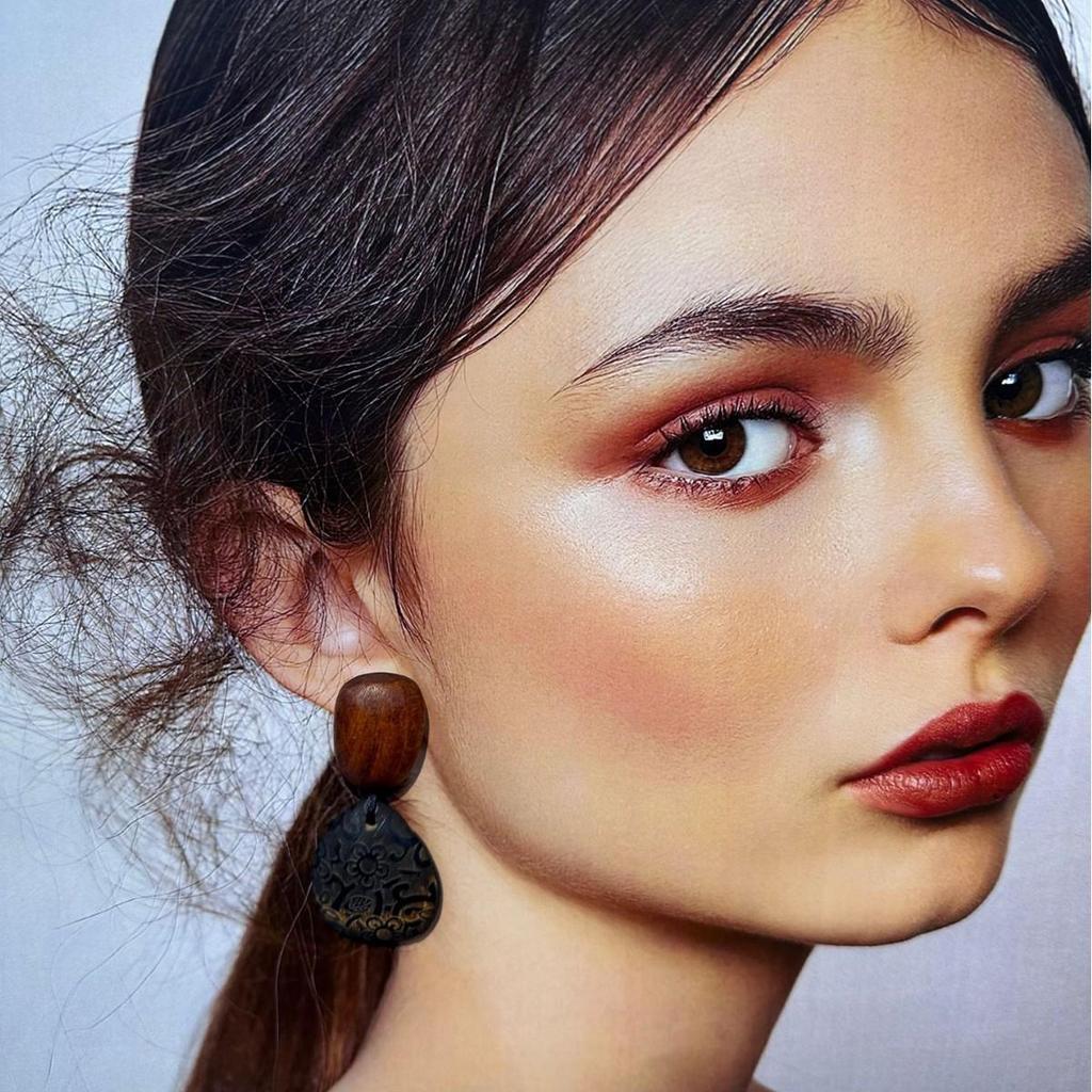 Vintage European & American Floral Brass-Oak Engraved Earrings