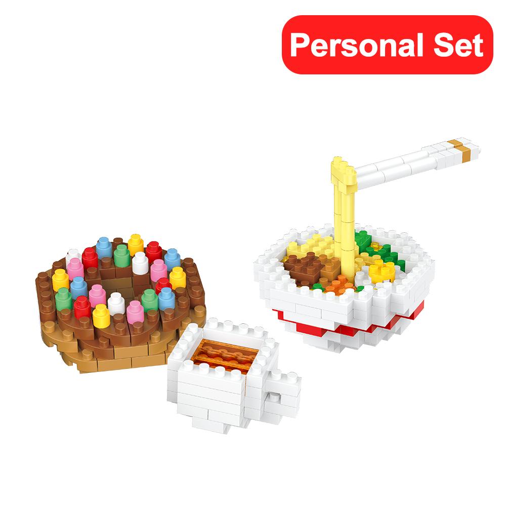 3D Mini Food Building Blocks Set Fries Hamburger Hot Dog Pizza Cola Red Wine Micro Particle Assembly Toy Children Christmas Gift