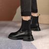 Damen Frühling Herbst Stiefeletten Naturleder Rindsleder Obermaterial Vollleder Chelsea Boots Britischer Stil Kurze Stiefel