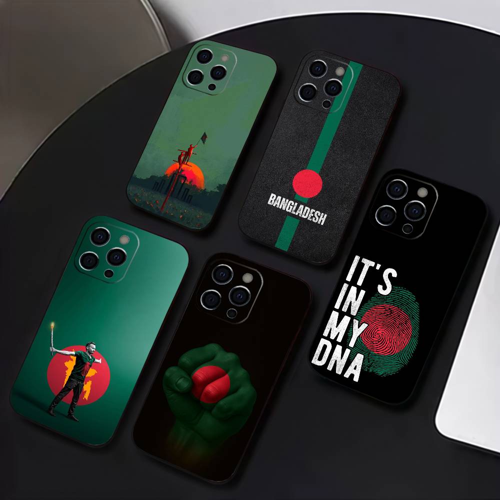 B-Bangladesh Flag Phone Case For iPhone 17,16,15,14,13,12,11 Plus,Pro Max,XS,Soft Silicone Black Cover