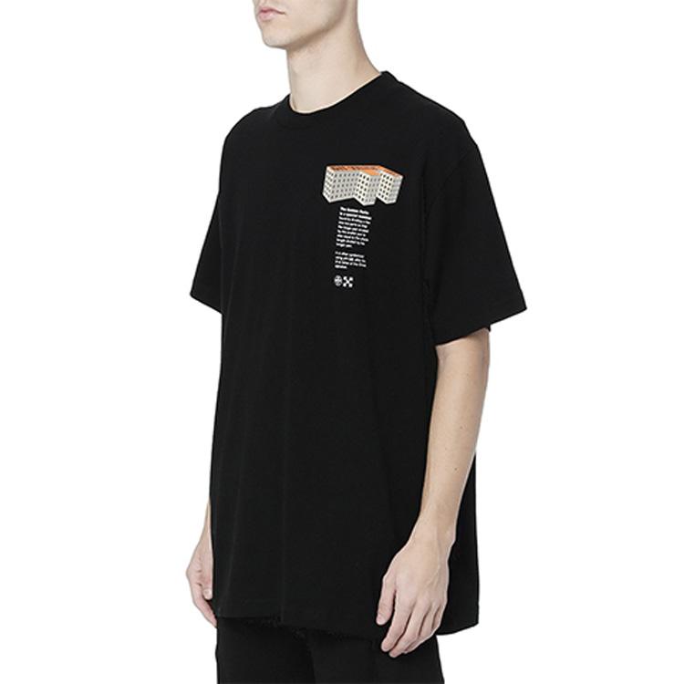 Off-White Rationalism Logo Print Short Sleeve T-Shirt Men Tops Black OMAA038R201850071088