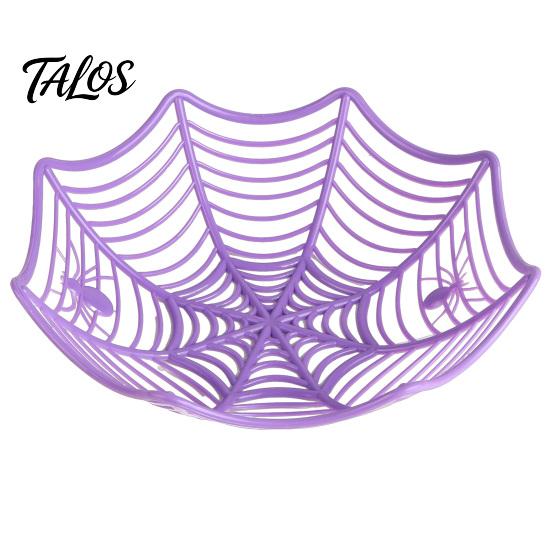 Spider Web Party Decoration Halloween Basket, Plastic Cobweb Design Fruit Serving Bowl, Treat for or Trick Candy Holder Dinner Table, Supplies Festive