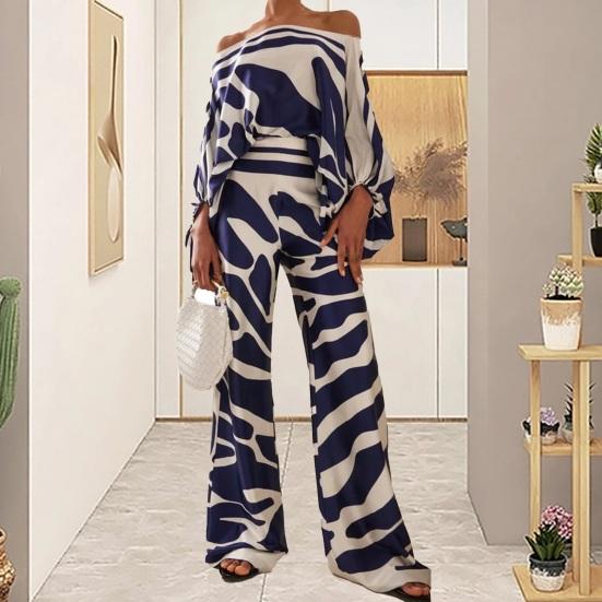 2 Stück/Set Schulterfrei Laternenärmel Langarm Hohe Taille Gerade Weites Bein Lässig