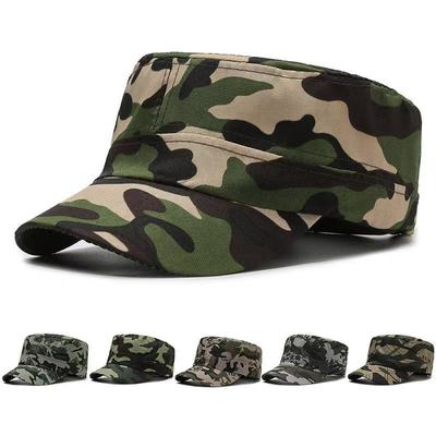 Woodland Camouflage Sun Hat - Military Style Flat Top Duckbill for Student Training and Summer Camp