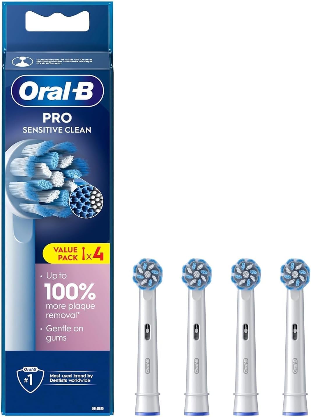 Сменные насадки Braun Oral-B Pro Series, Мягкие Ультратонкие Щетинки, PRO Sensitive Clean, Упаковка 4 шт., Оригинальная Упаковка, EB60X-4 [Параллельный импорт]
