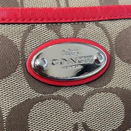 COACH Shoulder bag F36378 brown and red canvas, women Pre-owned