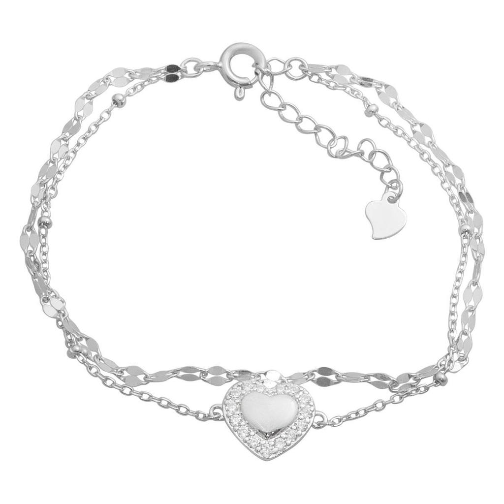 Silver Bracelet with Cubic Zirconia, Product Weight 2.18 G (2186991)
