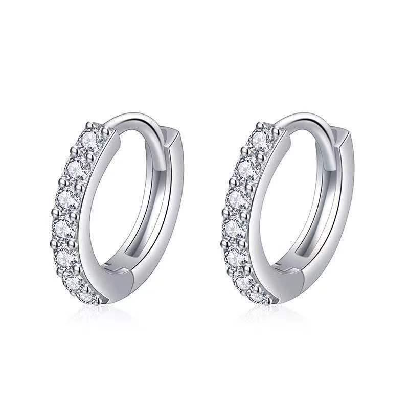 Elegant Single Row Diamond Stud Earrings for Women: Versatile Ins Style Ear Cuffs, High-End Korean Design