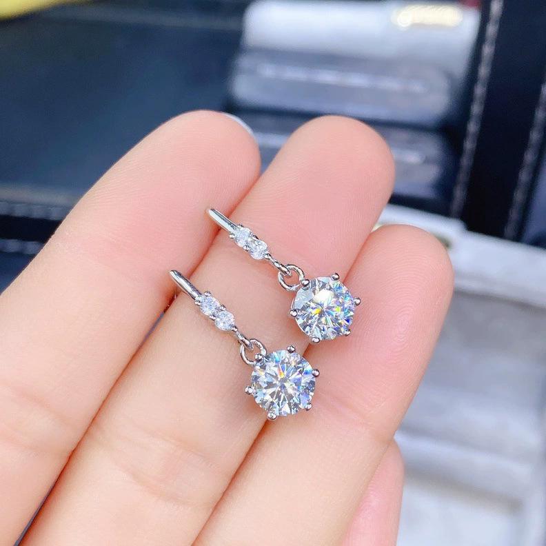 Eight Hearts & Arrows PT950 Simulated Moissanite Diamond Earrings for Women – New Hot-Selling Jewelry