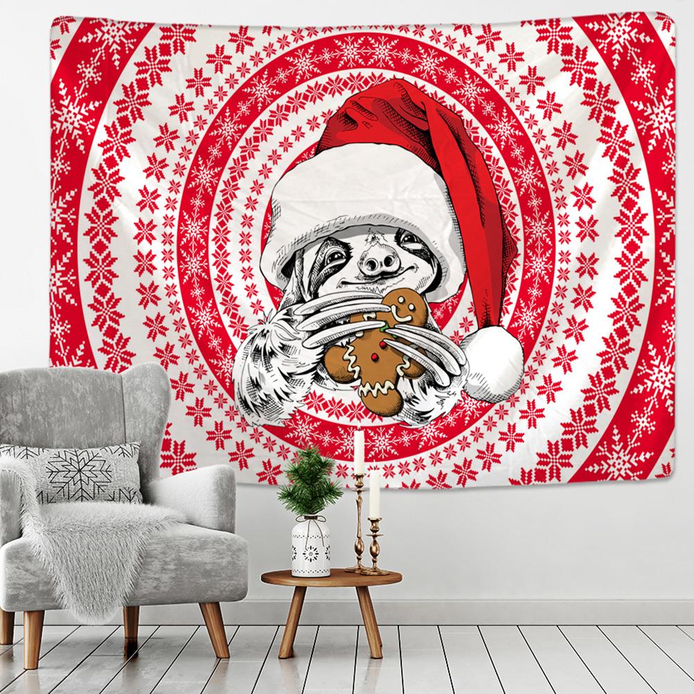 Christmas Woods Tapestry Wall Hanging Holiday Gift New Year Elk Snow Scene Psychedelic Witchcraft Home Decor