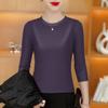T-shirt rayé à manches longues grande taille pour femme - Tendance, Anti-âge, Amincissant, Couche de base pour mamans d'âge mûr, Couvre le ventre et coupe ample