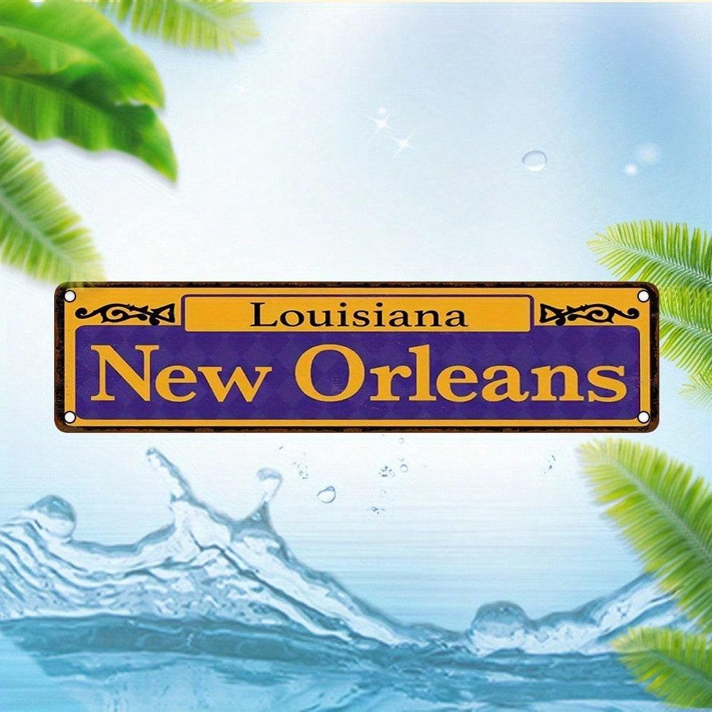 New Orleans Metal Sign 16x4 In, Vintage Louisiana City Wall Decor, UV HD Print Indoor Holiday Decoration, No Power Needed