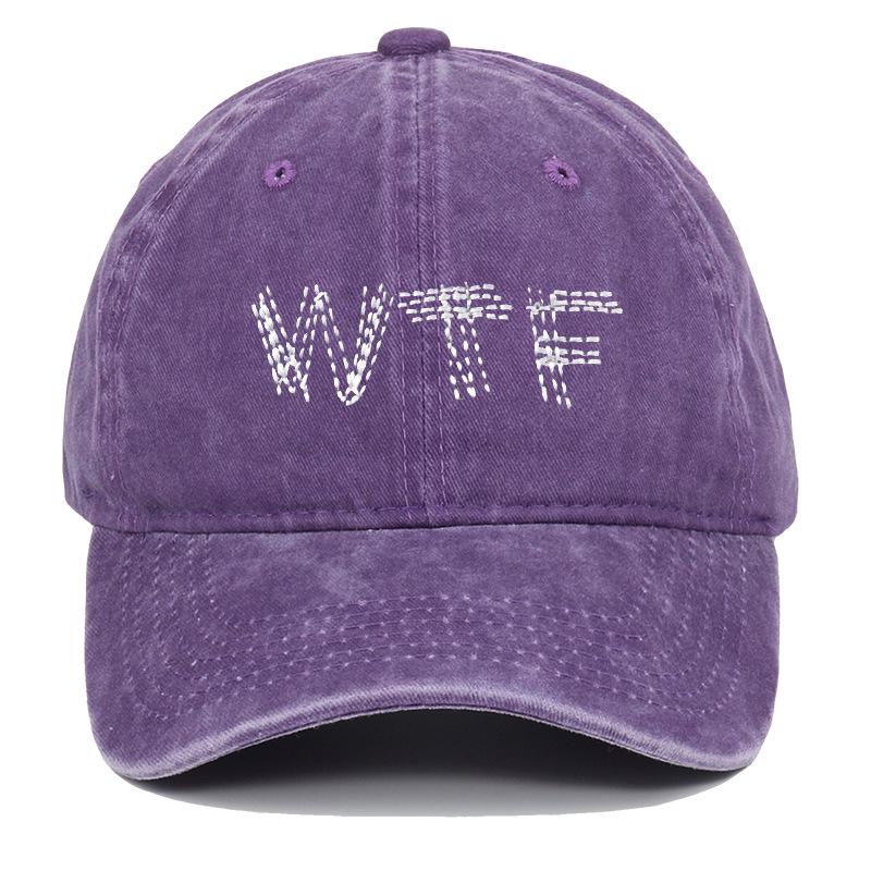Unisex Washed Cotton Embroidered WTF Baseball Cap - Outdoor Duckbill Design