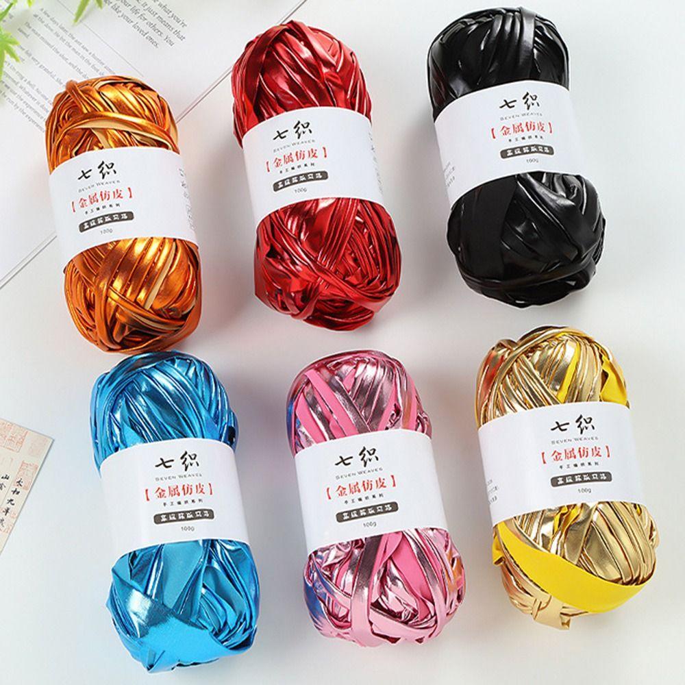Shiny Faux Leather Yarn Elastic Crochet Yarn Craft Supplies Knitting Yarn  Sewing
