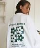BONIEE [Fleece Lined] Puzzle Daisy Back Print Graphic Oversized Sweatshirt White