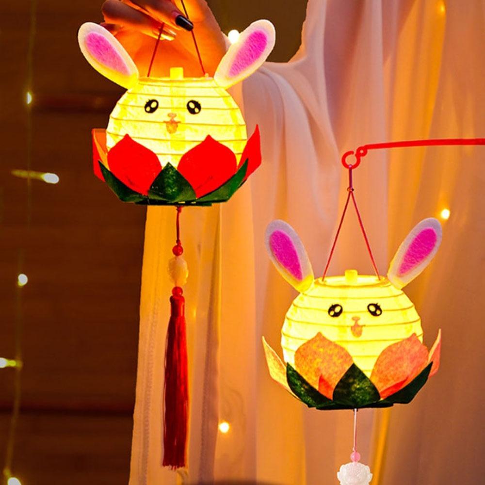 Glowing Mid-Autumn Festival Lantern Handheld Rabbit Lotus Lantern  Cultural Event