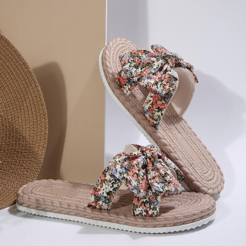 Fashion Summer Ladies Slippers 2025 High Quality Versatile Fashion Women's Shoes Casual Bow Open Toe Flat Slippers Flip Flops Women