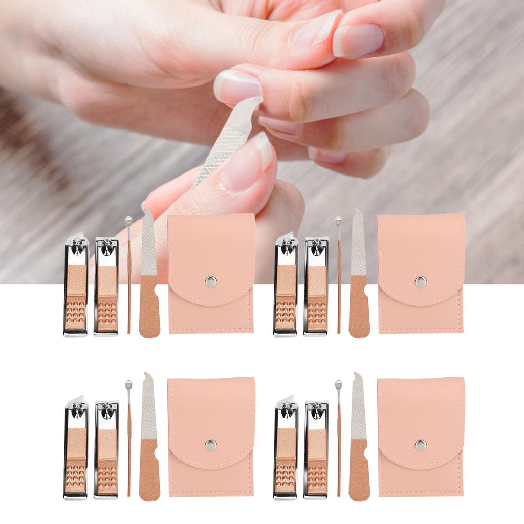 4 Set Nail Clippers Beauty Tools Stainless Steel Ear Spoons Nail Files Grooming Manicure Set with Pi