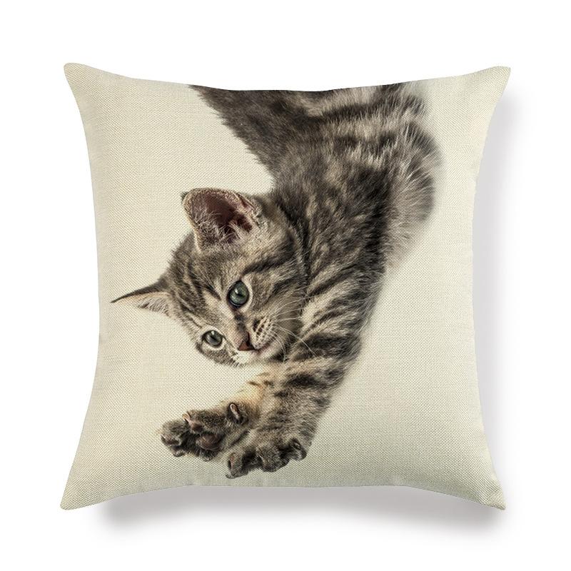 Cartoon Cat Pattern Series Super Soft Cotton and Linen Material Pillow Cover for Home Sofa Decoration Pillow Cover
