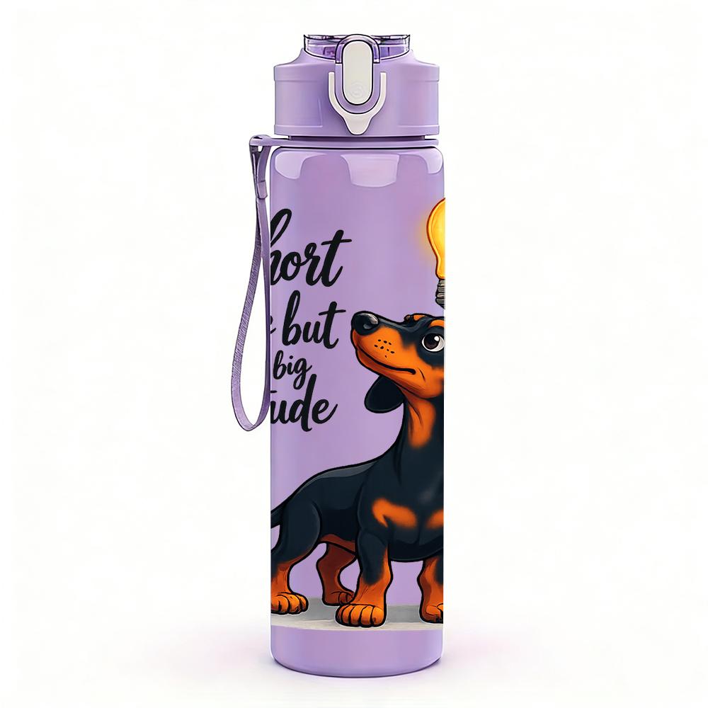1PC Light Bulb Dachshund Quote Text 750ml Color Plastic Water Bottle Leakproof Flip Straw Lid For Sports Office Home Use