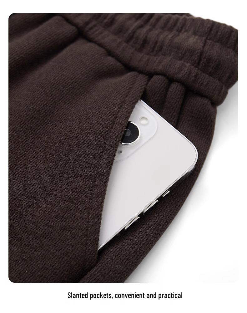 Women's Khaki Woolen Wide Leg Pants - Autumn/Winter 2024 Slimming Fleece-Lined Drapey Pants