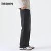 Mark Fairwhale Men's American Style Washed Black Loose Straight Jeans