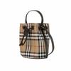 Burberry Vintage Check Drawstring Bucket Bag Beige Leather Casual 81004881