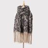Autumn and Winter New Retro Leopard Print Fringed Scarf Women's Warm Versatile Shawl High-end Fashion Fringed Scarf