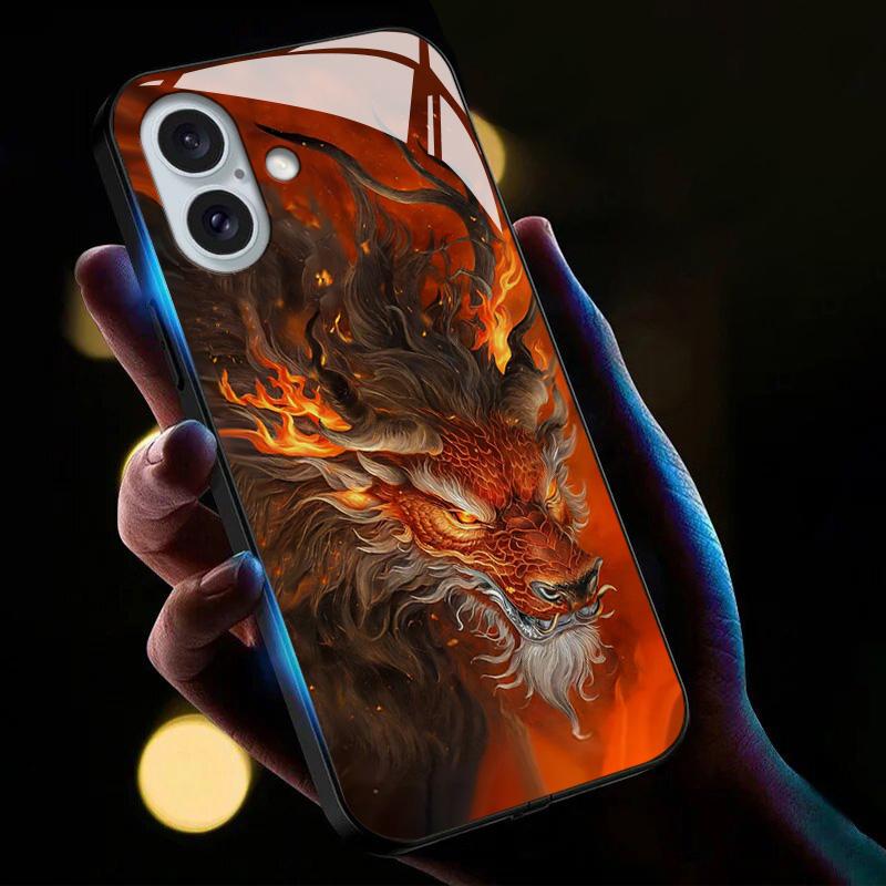 For iPhone 16 Case Call Flash Series Pattern Printing Tempered Glass+TPU Combo Phone Case