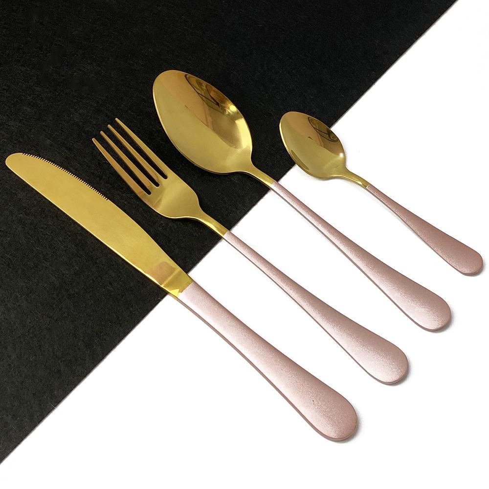 4Pcs/Set Dinnerware 304 Stainless Steel Mirror Rainbow Cutlery Set Kitchen Fork Coffee Spoon Knife Tableware Silverware Set