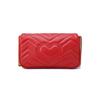 Gucci GG Marmont Vintage Metal Logo Quilted Leather Mini Shoulder Bag Women Shoulder Bag Red 476433DSVRT6433