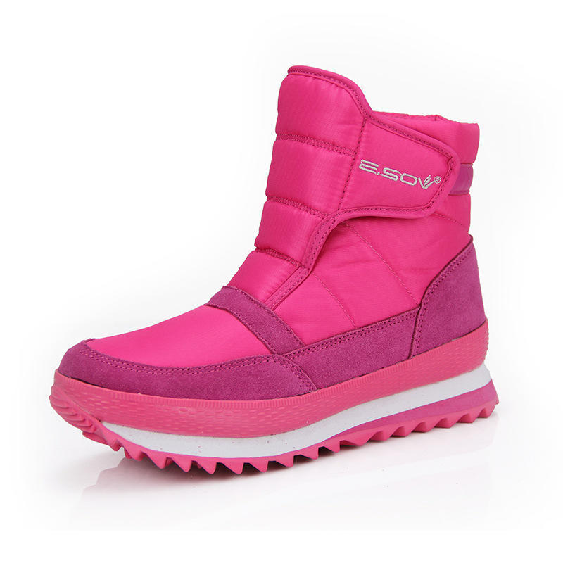 Winter Boots Waterproof Flat Shoes Women Warm Plush Snow Boots Non-slip Boots