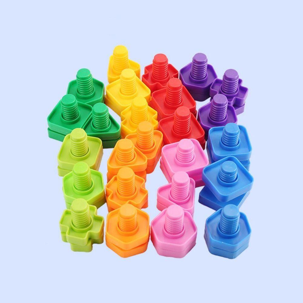 Screw Shape Plastic Insert Blocks Montessori Nut Shape Toys Screw Building Blocks  Children Toys