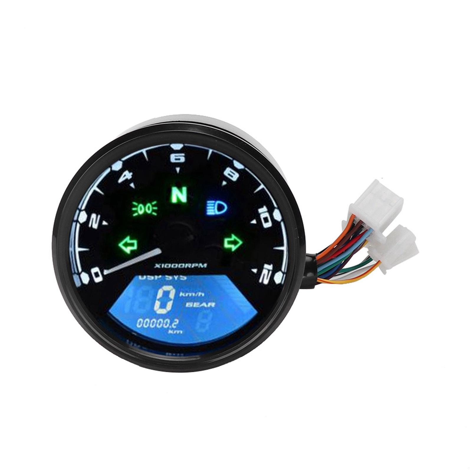 

Motorcycle LCD Meter Odometer Tachometer Speedometer Multifunction Oil Meter DC 12V