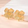 Exquisite Retro Hong Kong Style Geometric Flower Stud Earrings for Women