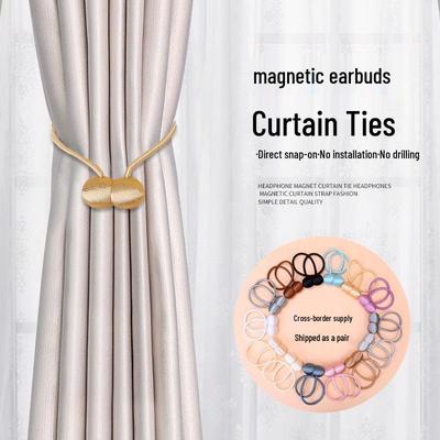 Magnetic Headphone Style Curtain Tiebacks - No-Punch Modern Minimalist Design