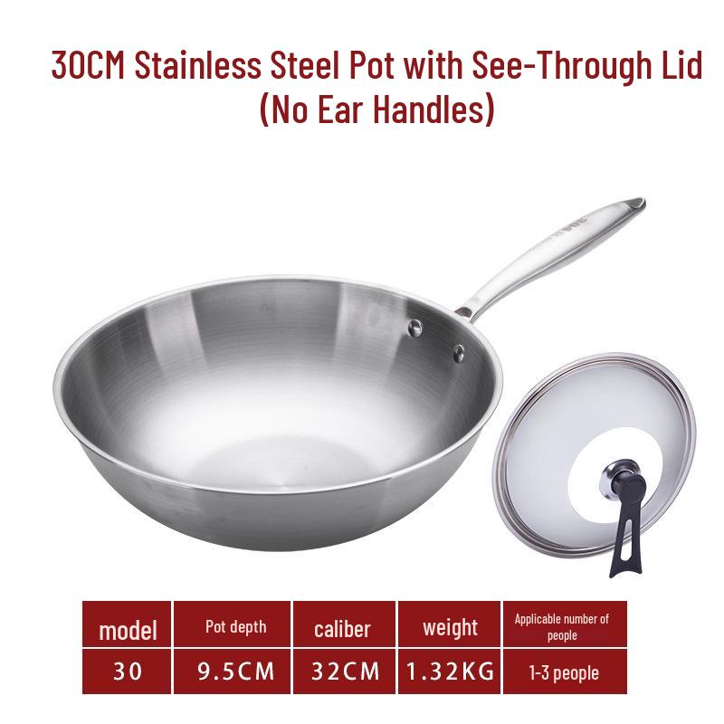 Germany Non-stick Stainless Steel Wok for Induction and Gas Stoves, Flat-bottomed Cookware.