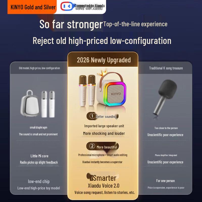 Kinyo Wireless KTV Microphone & Bluetooth Speaker System CN Plug (adapter Included)