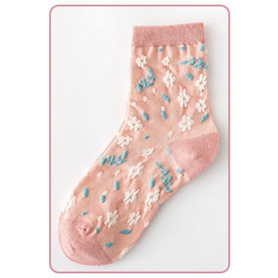 

Носки с цветочным тиснением, женские, осень-зима, японский стиль, винтажные, хлопковые, длинные носки, носки средней длины в стиле Харадзюку в стиле ретро EUR 35-39