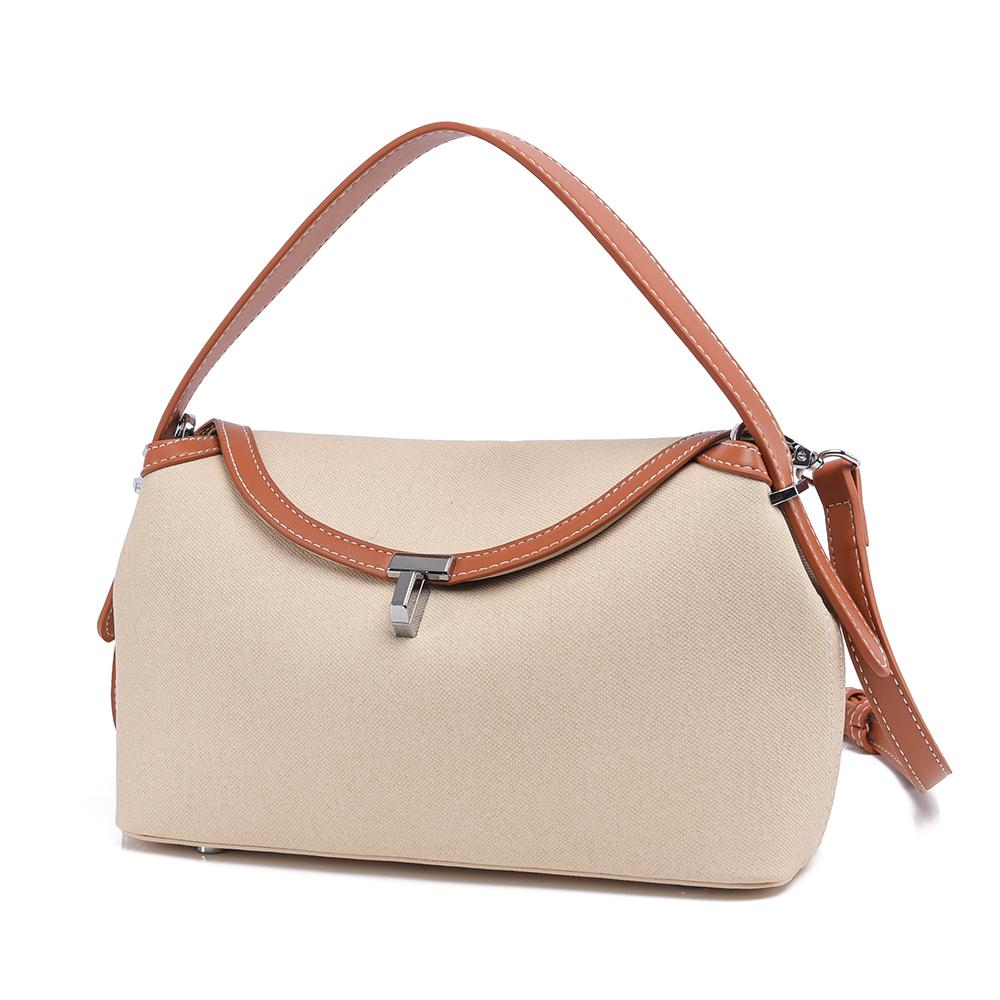 Trendy Simple Contrasting Color Women's Crossbody Bag High Texture Canvas Light Luxury Pillow Bag Leisure Commuting Shoulder Bag for Mother's Day Gift