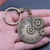 Punk Airplane Gear Steampunk Themed Antique Bronze Metal Keychain with 30mm Ring for Boys Bag Charm