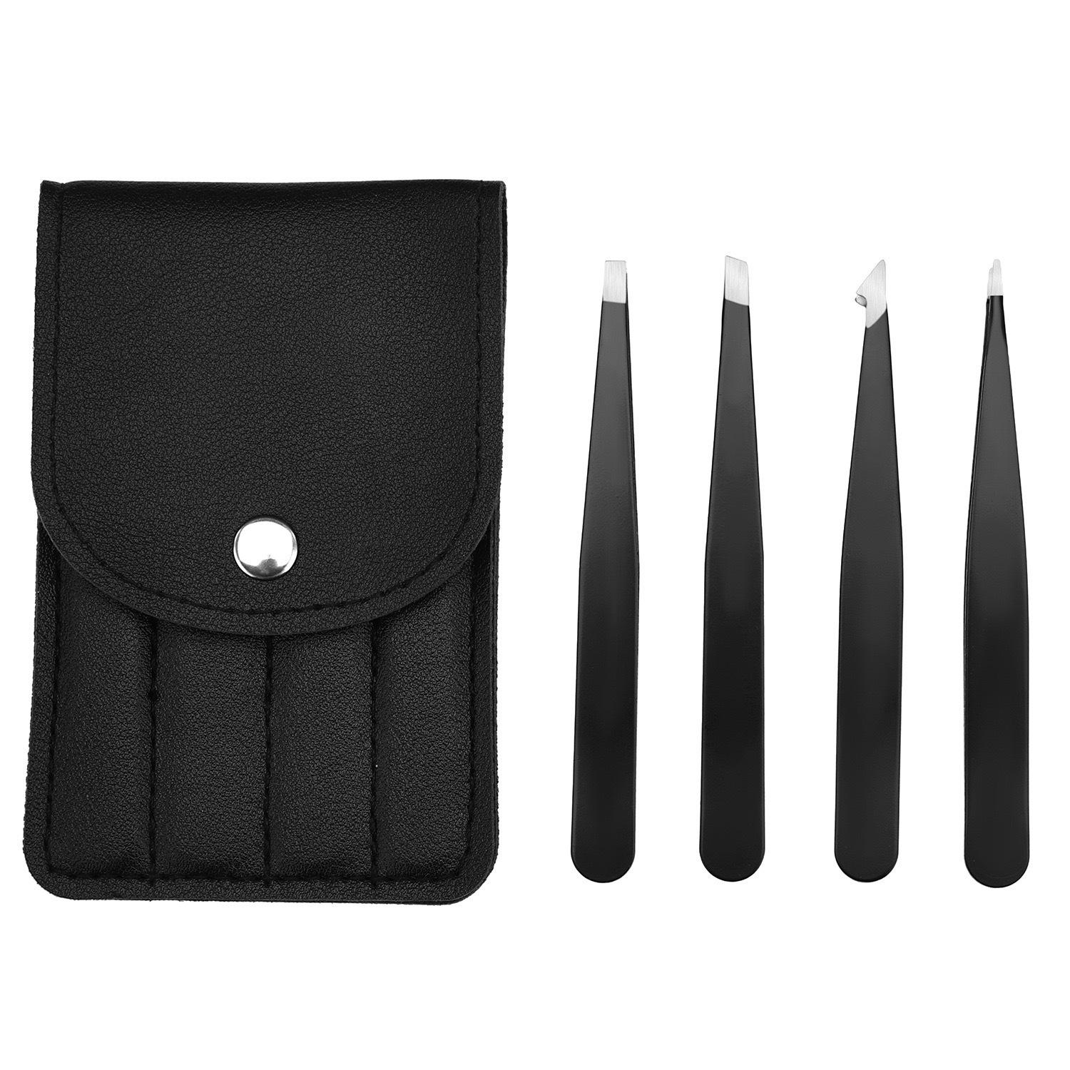 Premium Stainless Steel Eyebrow Tweezers: High-Precision 4-Piece Set for Shaping and Plucking