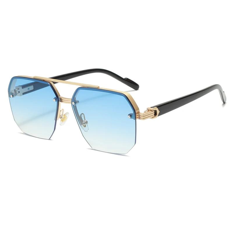 New Rimless Fashion Sunglasses for Women Men Casual Gradient Glasses for Summer Outdoors Beach Party Brand Designer UV400