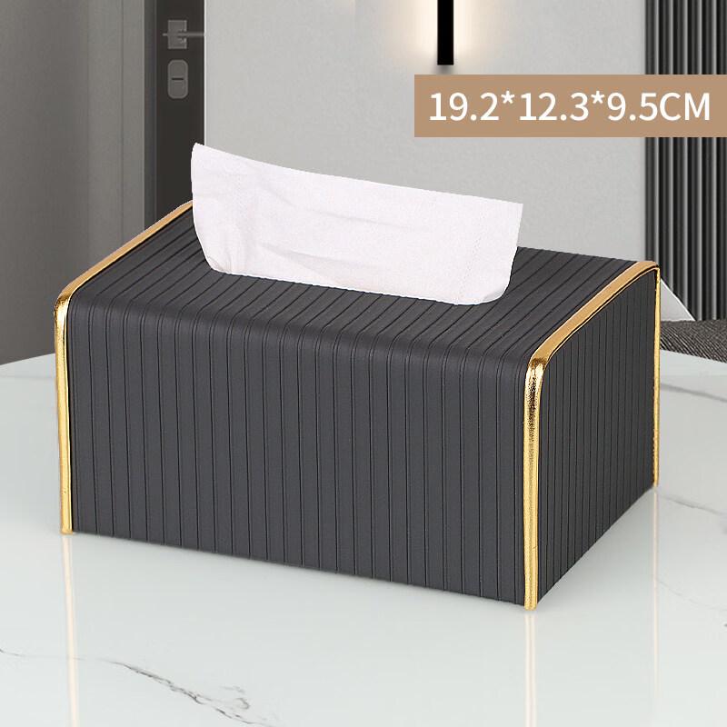 White Leather Tissue Box with Storage