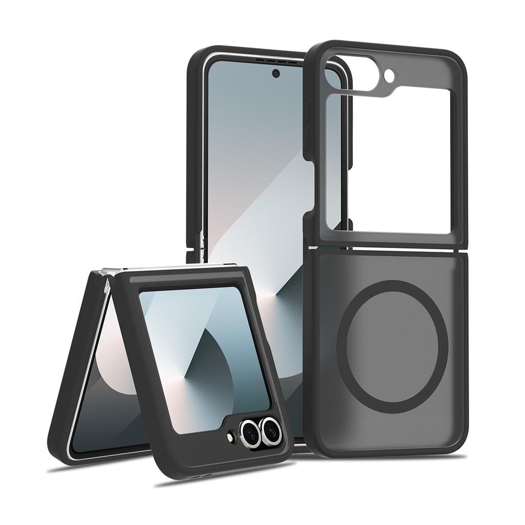 Skin Feel Shield Magnetic Case For Samsung Galaxy Z Flip 6 7 5G Magsafe Wireless Charging TPU Frame Hard Plastic Phone Cover