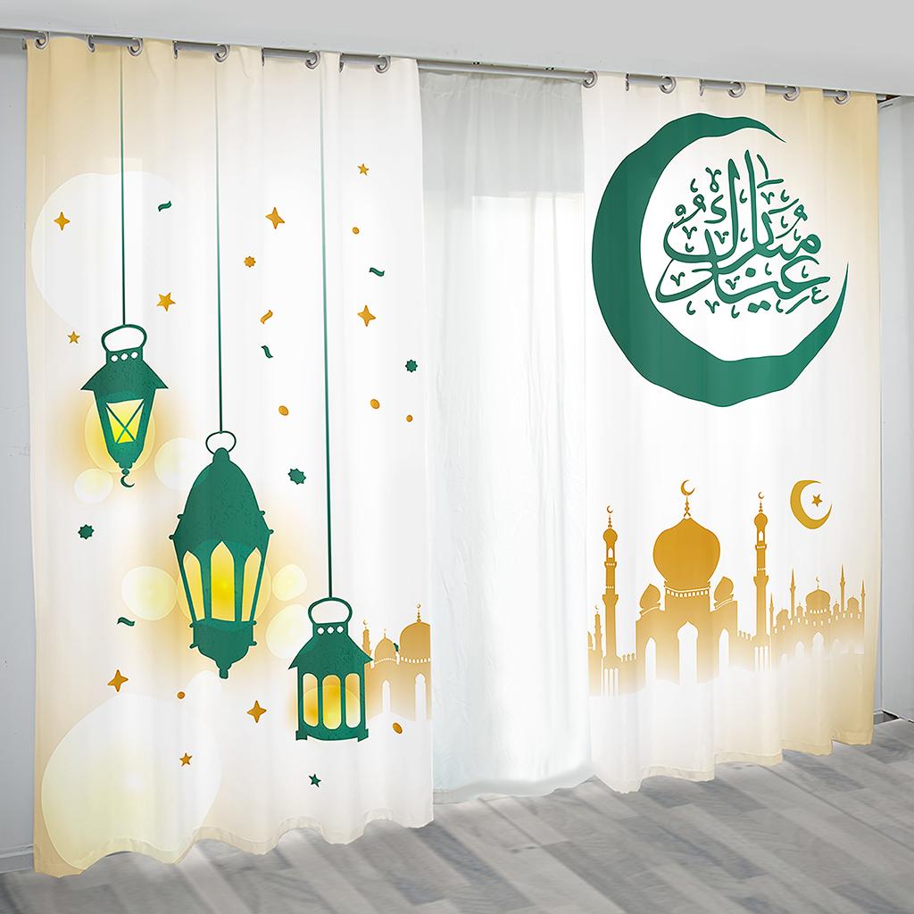 3d Eid Mubarak Ramadan Lslamic Muslim Kareem Boho 2 Panels Free Shipping Slim Drape Windowpane Drape for Livingroom Space Bedchamber Decoration