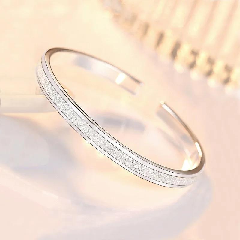 Bracciali Trendy in Argento 925 Braccialetto Charms Carini Aperti per Donne Gioielli di Moda Regolabile Dimensioni Bracciale Manicotto Festa di Matrimonio